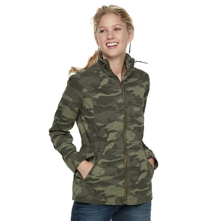 Women's Sonoma Goods For Life&trade; Utility Jacket, Size: Medium, Dark Green