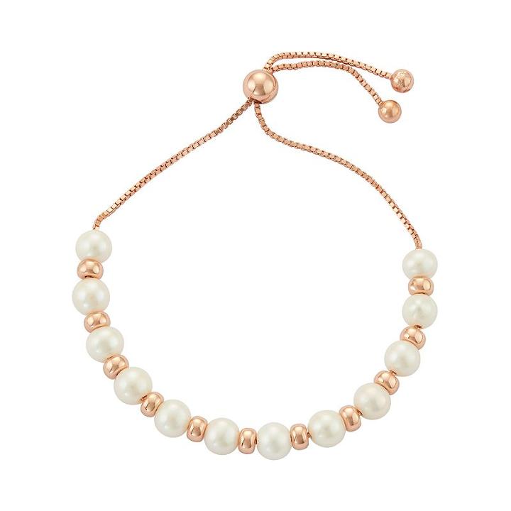 Sterling Silver Freshwater Cultured Pearl Bolo Bracelet, Women's, Size: 10, White