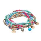 Mudd&reg; Hammered Disc Beaded Stretch Bracelet Set, Women's, Multicolor