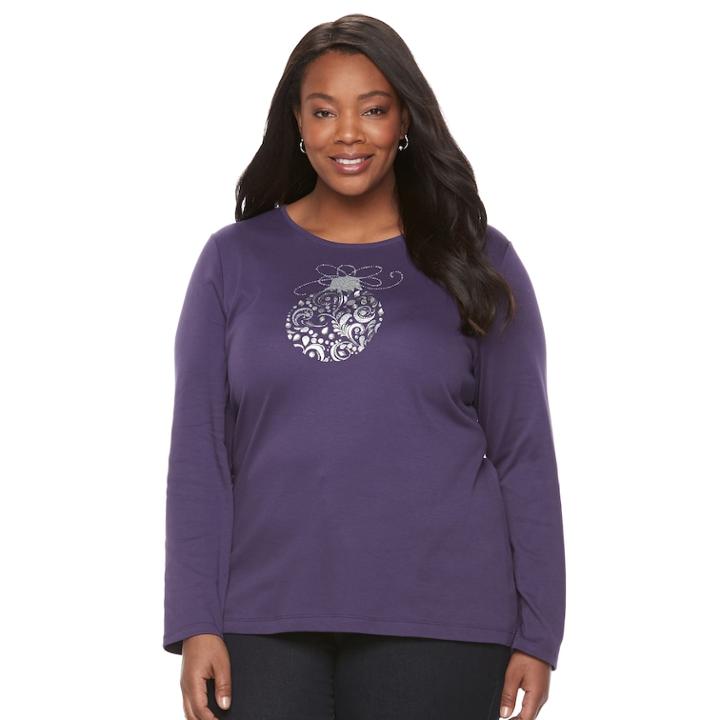Plus Size Croft & Barrow&reg; Holiday Tee, Women's, Size: 1xl, Purple