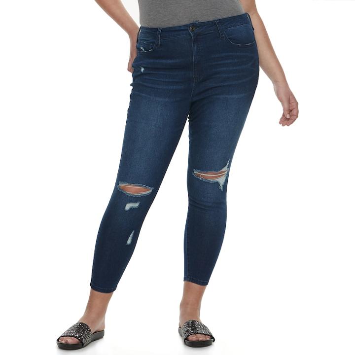 Juniors' Plus Size So&reg; High-rise Ankle Jeggings, Teens, Size: 24, Blue