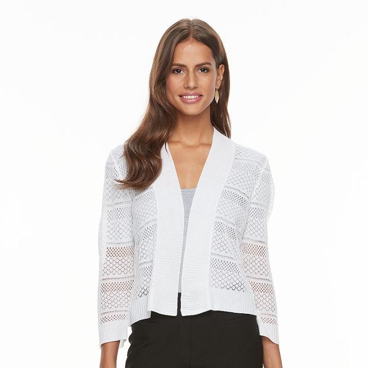 Women's Ronni Nicole Mesh Striped Cardigan, Size: Xl, White