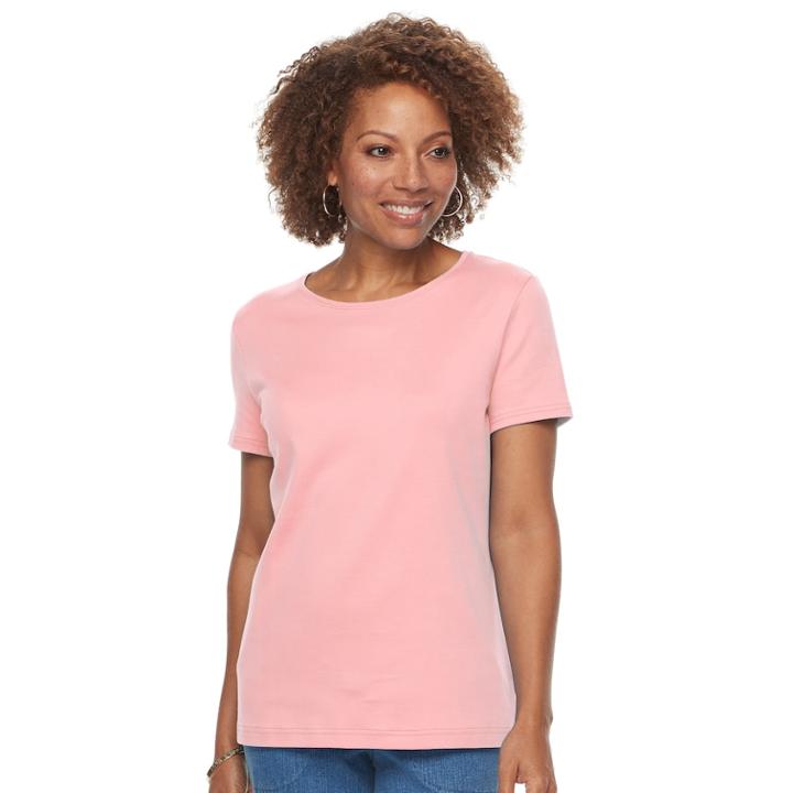 Petite Croft & Barrow® Essential Crewneck Tee, Women's, Size: M Petite, Light Pink