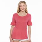 Juniors' So&reg; Ruffle Sleeve Tee, Girl's, Size: Xl, Med Pink