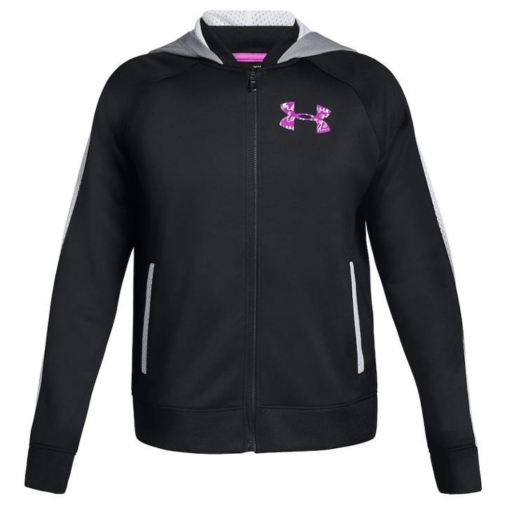 Girls 7-16 Under Armour Hooded Bomber Jacket, Size: Small, Black