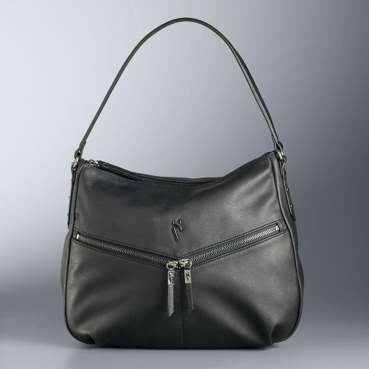Simply Vera Vera Wang Zipper Pocket Hobo Bag, Women's, Black