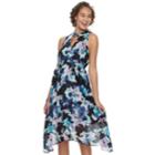 Women's Jennifer Lopez Choker Neck Surplice Dress, Size: Small, Blue (navy)
