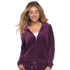 Women's Juicy Couture Embellished Graphic Velour Hoodie Jacket, Size: Medium, Purple