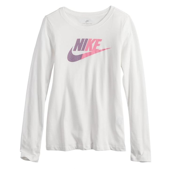 Girls 7-16 Nike Split Futura Long Sleeve Tee, Size: Xl, White