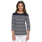 Petite Croft & Barrow&reg; Print Crewneck Tee, Women's, Size: M Petite, Dark Blue