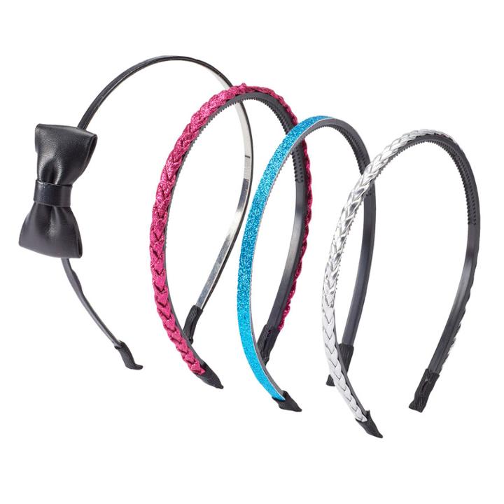 Girls 4-16 4-pk. Bow & Glitter Headbands, Multi