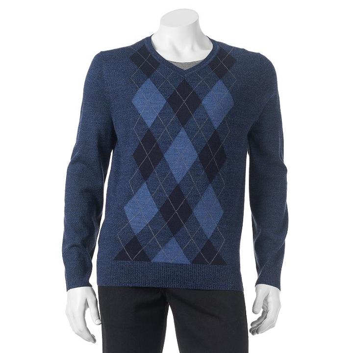 Big & Tall Apt. 9 Classic-fit Argyle Merino Sweater, Men's, Size: 3xb, Blue