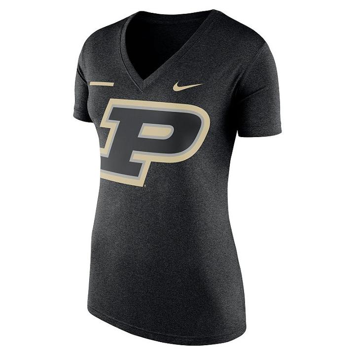 Women's Nike Purdue Boilermakers Striped Bar Tee, Size: Large, Black
