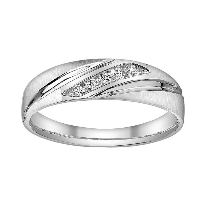 P4 1/10-ct. T.w. Diamond Wedding Band - Men, Size: 12, White