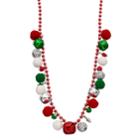 Jingle Bell & Pom Pom Beaded Necklace, Women's, Multicolor