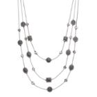 Gray Glittery Geometric Multi Strand Necklace, Women's, Grey