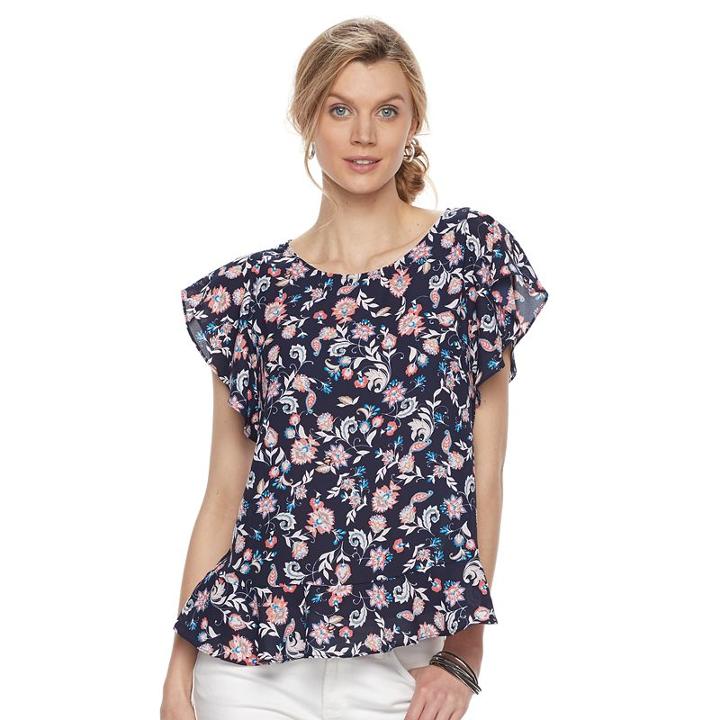 Women's Dana Buchman Flutter Sleeve Peplum Top, Size: Xs, Light Pink