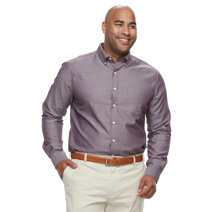 Big & Tall Croft & Barrow&reg; Regular-fit Easy-care Dobby Button-down Shirt, Men's, Size: 3xl Tall, Drk Purple