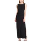 Women's Chaps Satin-trim Jersey Evening Gown, Size: 16, Black