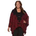 Plus Size Dana Buchman Sweater Poncho, Women's, Size: 2x-3x, Med Red