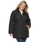 Plus Size Weathercast Quilted Anorak Walker Jacket, Women's, Size: 2xl, Black