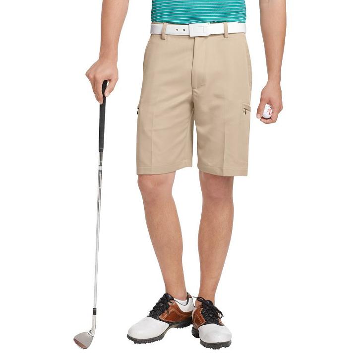Men's Izod Xfg Solid Microfiber Performance Cargo Golf Shorts, Size: 38, Lt Beige