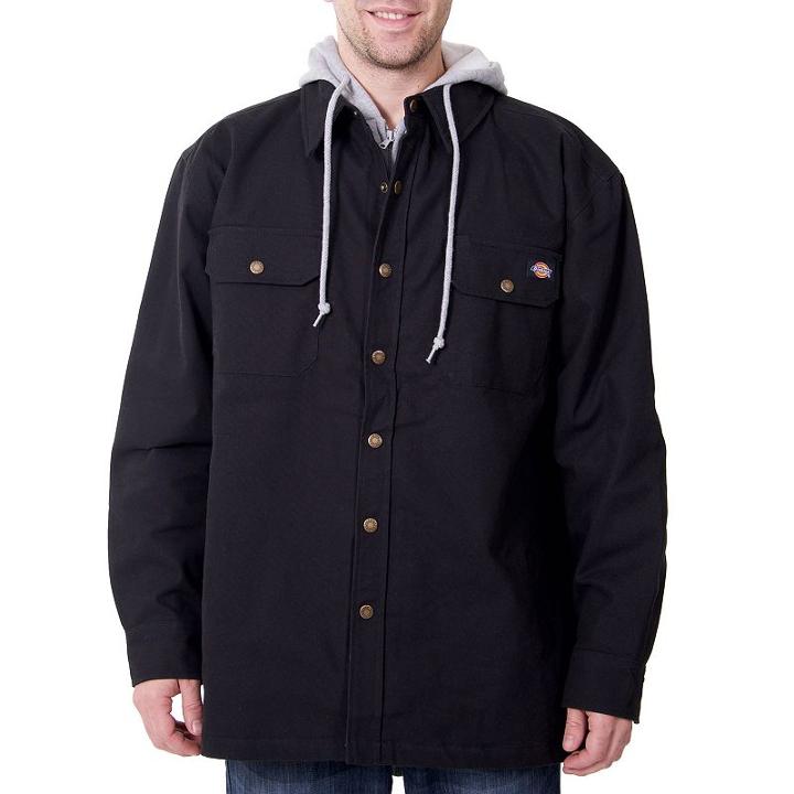 Men's Dickies Mock-layer Hooded Jacket, Size: Large, Black