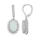 Sterling Silver Lab-created Opal & White Sapphire Flower Drop Earrings, Women's