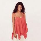 Women's Lc Lauren Conrad Handkerchief Crochet Tank, Size: Xxl, Orange Oth