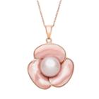 14k Rose Gold Over Silver Dyed Freshwater Cultured Pearl And Mother-of-pearl Flower Pendant, Women's, Size: 18, Pink