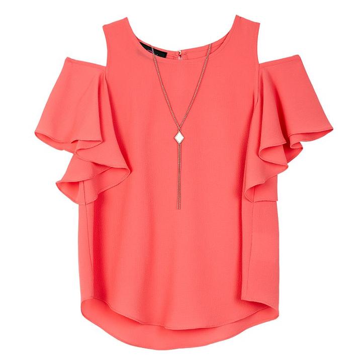 Girls 7-16 Iz Amy Byer Coral Flutter Cold Shoulder Top, Girl's, Size: Medium, Lt Orange