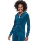 Women's Tek Gear&reg; Velour Zip-up Jacket, Size: Large, Turquoise/blue (turq/aqua)
