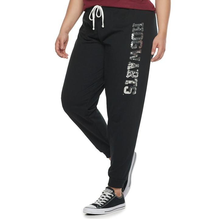 Juniors' Plus Size Harry Potter Hogwarts Sequin Jogger Sweatpants, Teens, Size: 3xl, Black