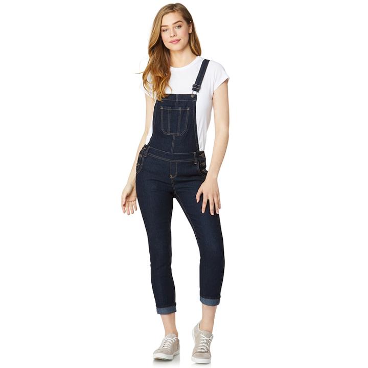 Juniors' Wallflower Mid-rise Skinny Denim Overalls, Teens, Size: Large, Blue (navy)