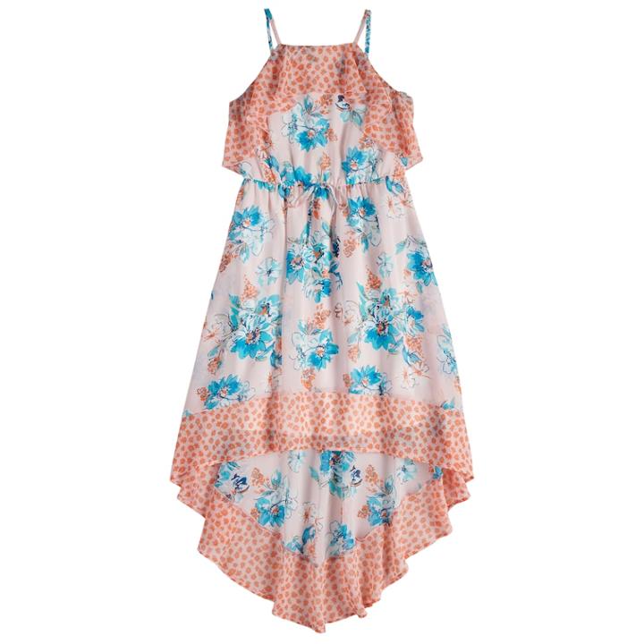Girls 7-16 My Michelle High-low Hem Floral Maxi Dress, Size: 16, Light Pink