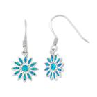 Lab-created Blue Opal Sterling Silver Flower Drop Earrings, Women's