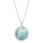 Sterling Silver Larimar Oval Pendant Necklace, Women's, Size: 18, Blue