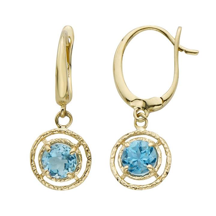 Blue Topaz 14k Gold Drop Earrings, Women's