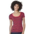 Women's Chaps Striped Tee, Size: Medium, Red