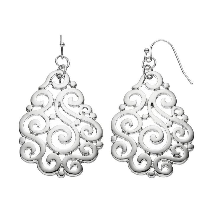 Apt. 9&reg; Openwork Filigree Teardrop Earrings, Women's, Silver