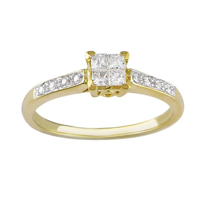 Princess-cut Diamond Engagement Ring In 10k Gold (1/4 Ct. T.w.), Women's, Size: 5, White
