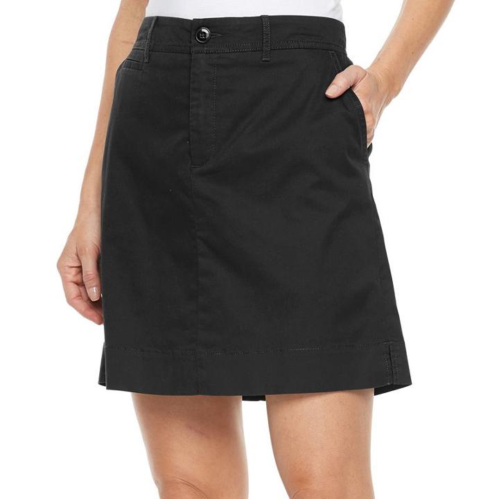 Women's Croft & Barrow&reg; Solid Twill Skort, Size: 10, Black