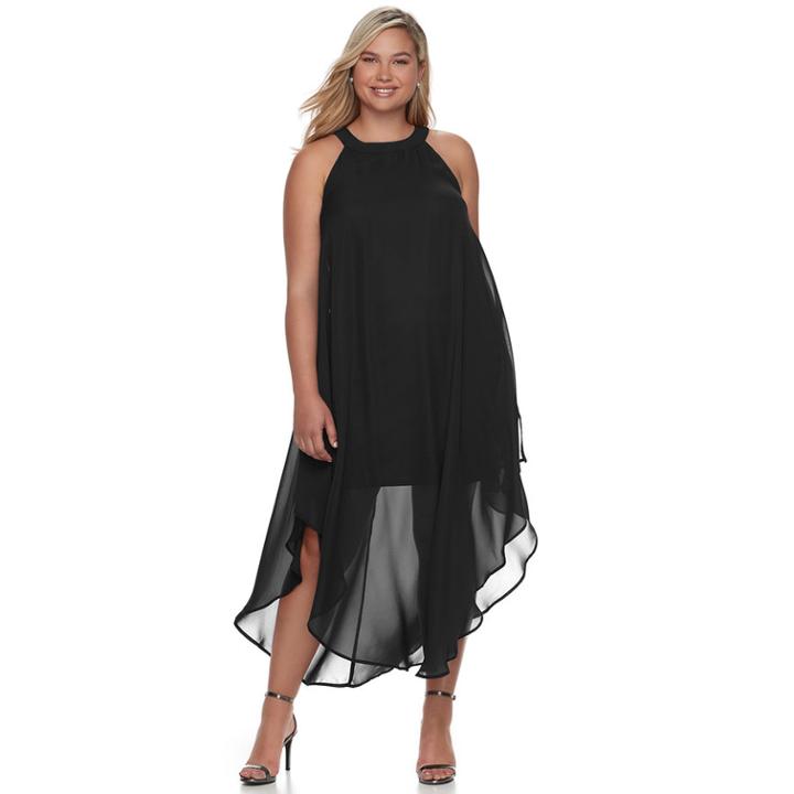 Juniors' Plus Size Wrapper Halter Maxi Dress, Teens, Size: 3xl, Black