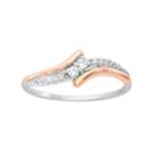 Two Tone 14k White Gold 1/10 Carat T.w. Diamond 2-stone Bypass Ring, Women's, Size: 7