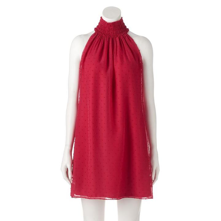Women's Elle&trade; Swiss Dot Halter Dress, Size: Xl, Med Red