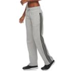 Women's Adidas Essential Fleece 3 Stripe Open Hem Pants, Size: Xl, Med Grey