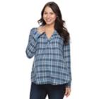 Maternity A:glow Plaid Flannel Tunic, Women's, Size: S-mat, Pink Other