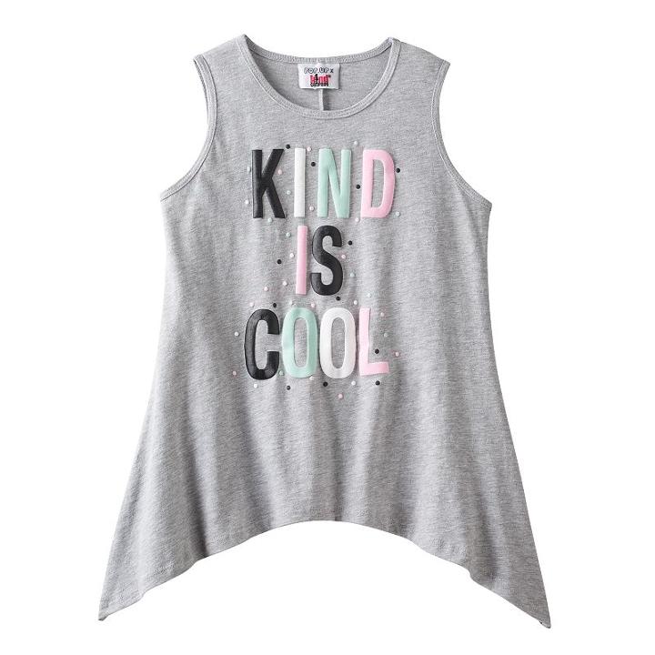 Girls 7-16 Pop Up X Kind Campaign Kind Is Cool Puff Print Tank Top, Girl's, Size: Xl, Light Grey
