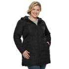 Plus Size Weathercast Modern Hooded Quilted Anorak Jacket, Women's, Size: 1xl, Black