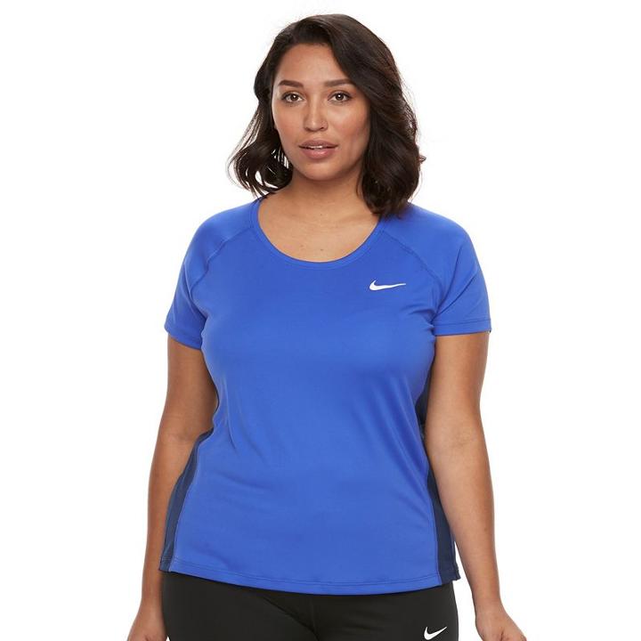 Plus Size Nike Miler Dri-fit Short Sleeve Top, Women's, Size: 1xl, Med Blue